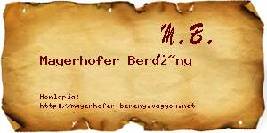 Mayerhofer Berény névjegykártya